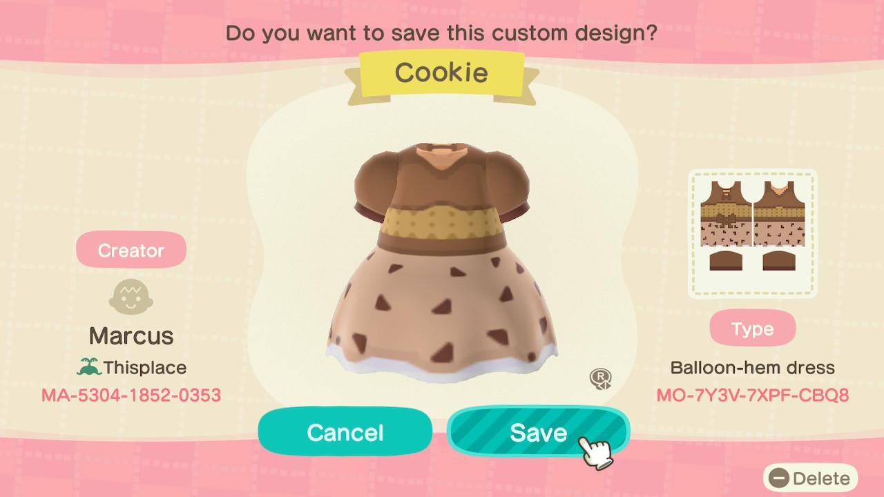 Animal Crossing Design Code: MO-7Y3V-7XPF-CBQ8 Cookie