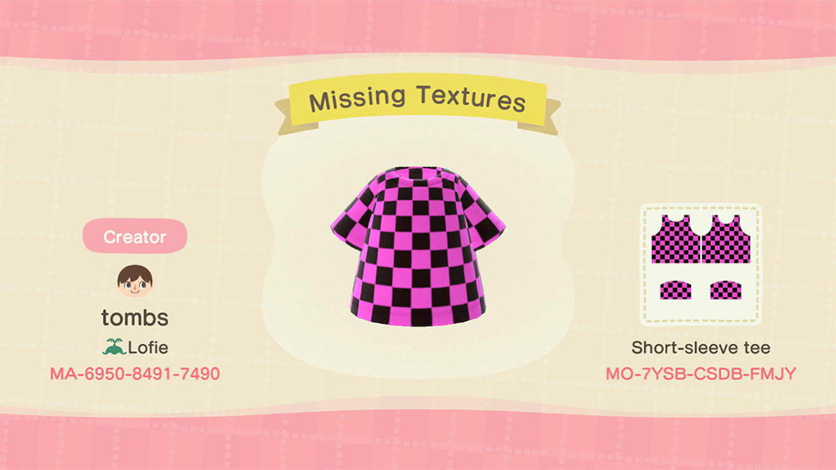 Animal Crossing Design Code: MO-7YSB-CSDB-FMJY Missing Textures