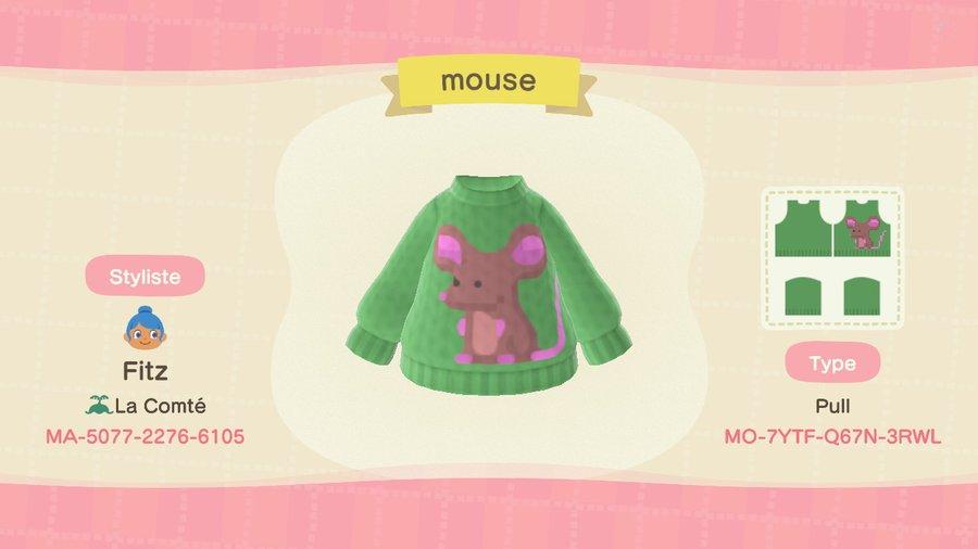 Animal Crossing Design Code: MO-7YTF-Q67N-3RWL Mouse sweater