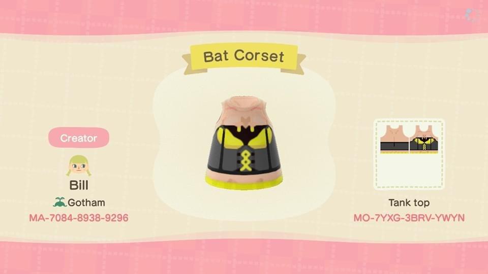 Animal Crossing Design Code: MO-7YXG-3BRV-YWYN Batman Corset