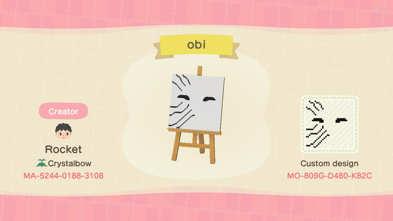 Animal Crossing Design Code: MO-809G-D480-K82C Obito scars Naruto