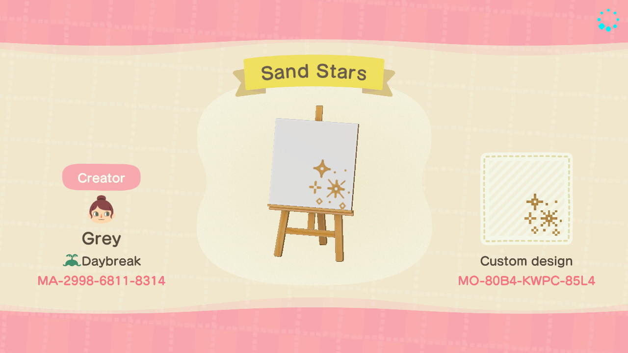 Animal Crossing Design Code: MO-80B4-KWPC-85L4 Sand Stars