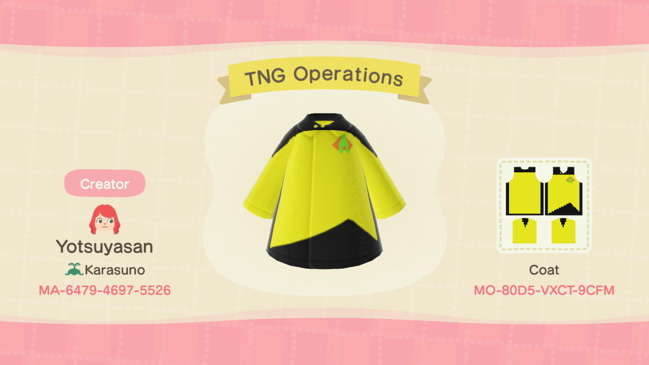 Animal Crossing Design Code: MO-80D5-VXCT-9CFM TNG Operations