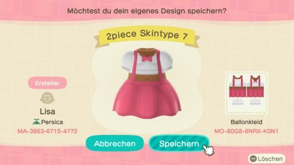 Animal Crossing Design Code: MO-80G8-6NRX-K0N1 2piece Skintype 7
