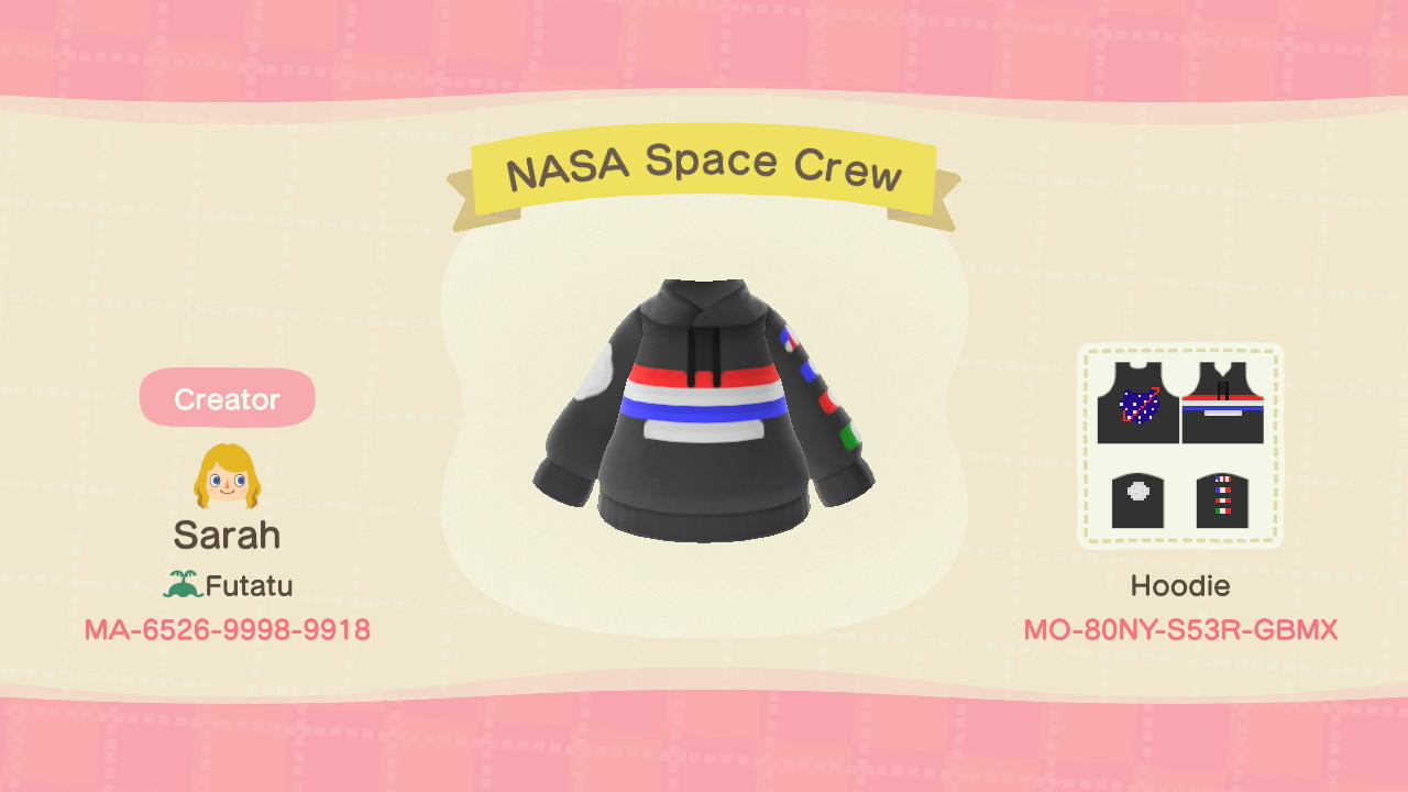 Animal Crossing Design Code: MO-80NY-S53R-GBMX NASA Space Crew