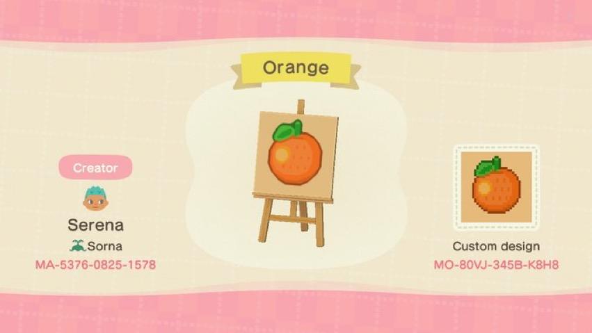 Animal Crossing Design Code: MO-80VJ-345B-K8H8 Orange Sign