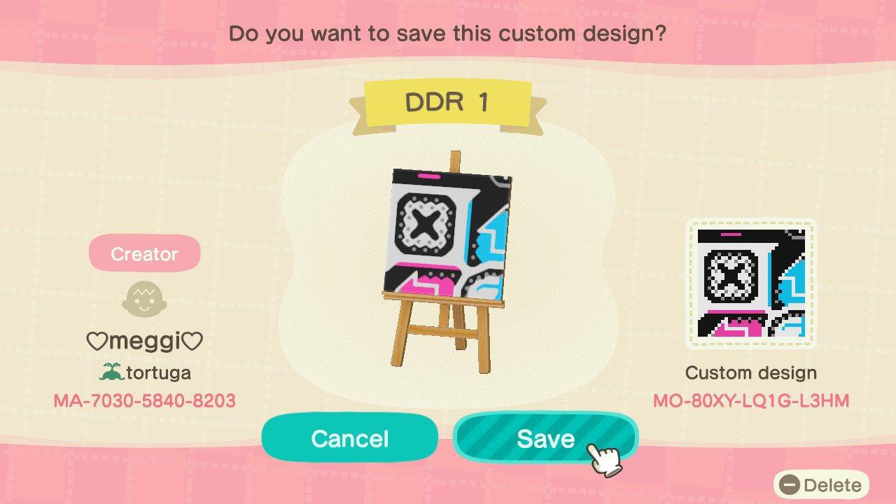 Animal Crossing Design Code: MO-80XY-LQ1G-L3HM DDR 1