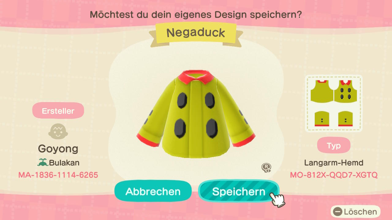 Animal Crossing Design Code: MO-812X-QQD7-XGTQ Negaduck