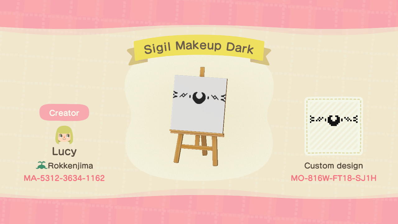 Animal Crossing Design Code: MO-816W-FT18-SJ1H Sigil Makeup Dark