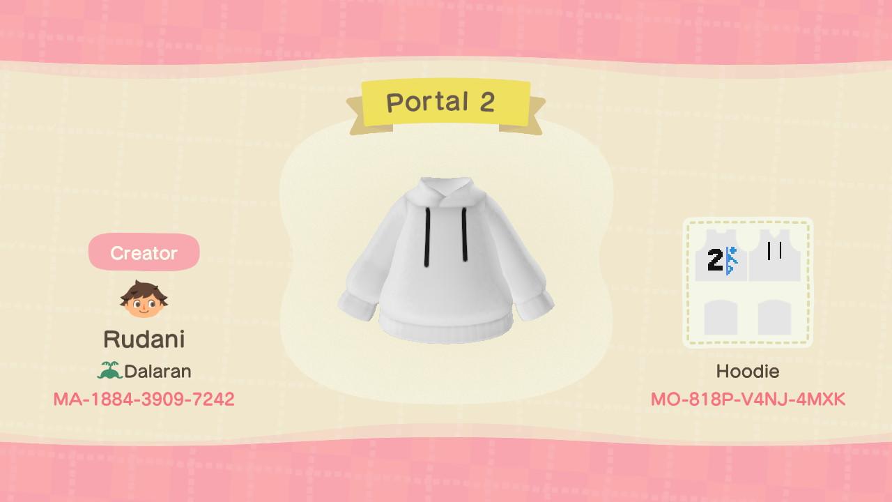 Animal Crossing Design Code: MO-818P-V4NJ-4MXK Portal2 Hoodie