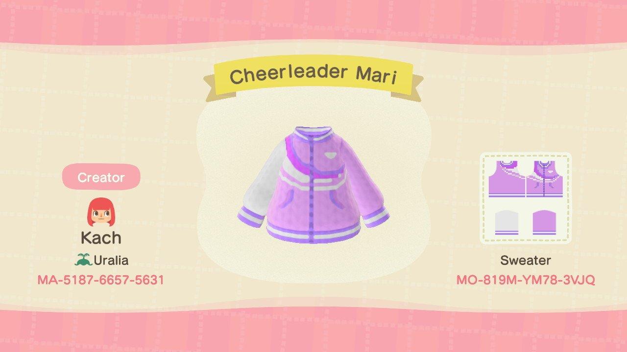 Animal Crossing Design Code: MO-819M-YM78-3VJQ Cheerleader Mari