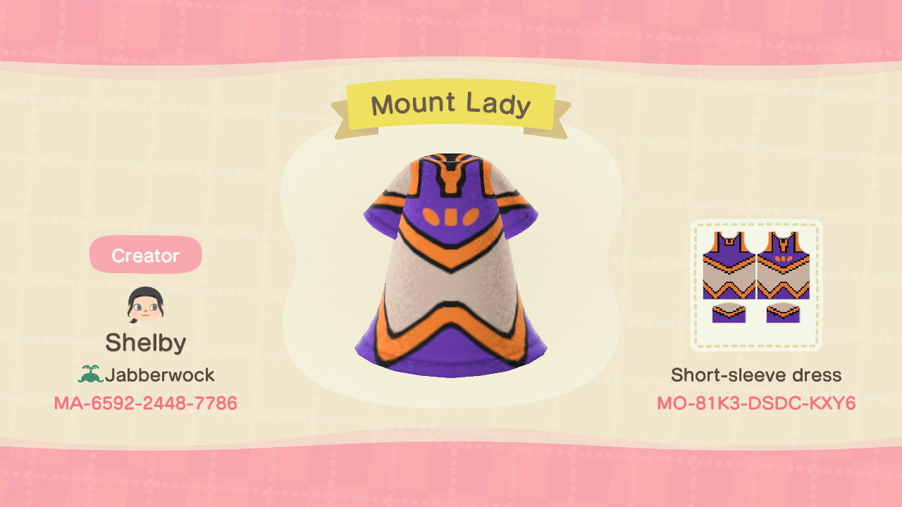 Animal Crossing Design Code: MO-81K3-DSDC-KXY6 Mount Lady