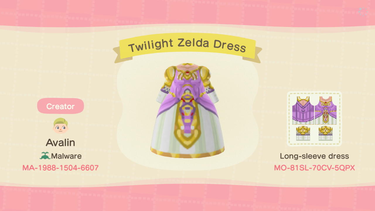 Animal Crossing Design Code: MO-81SL-70CV-5QPX Twilight Zelda Dress