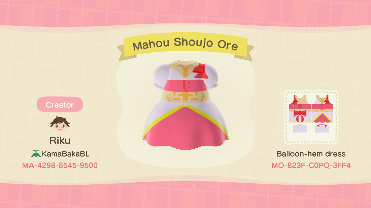 Animal Crossing Design Code: MO-823F-C0PQ-3FF4 MAHOU SHOUJO ORE