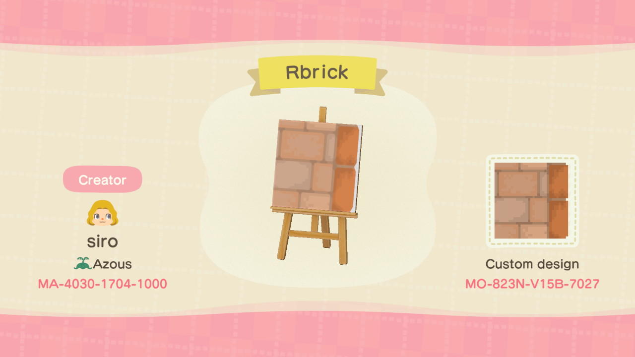 Animal Crossing Design Code: MO-823N-V15B-7027 Brick Path - Right