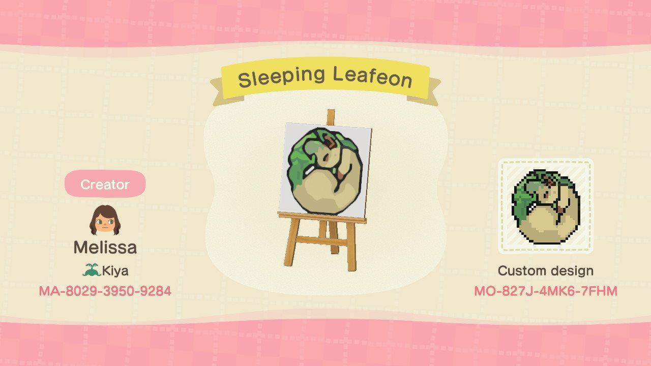 Animal Crossing Design Code: MO-827J-4MK6-7FHM Sleeping Leafeon