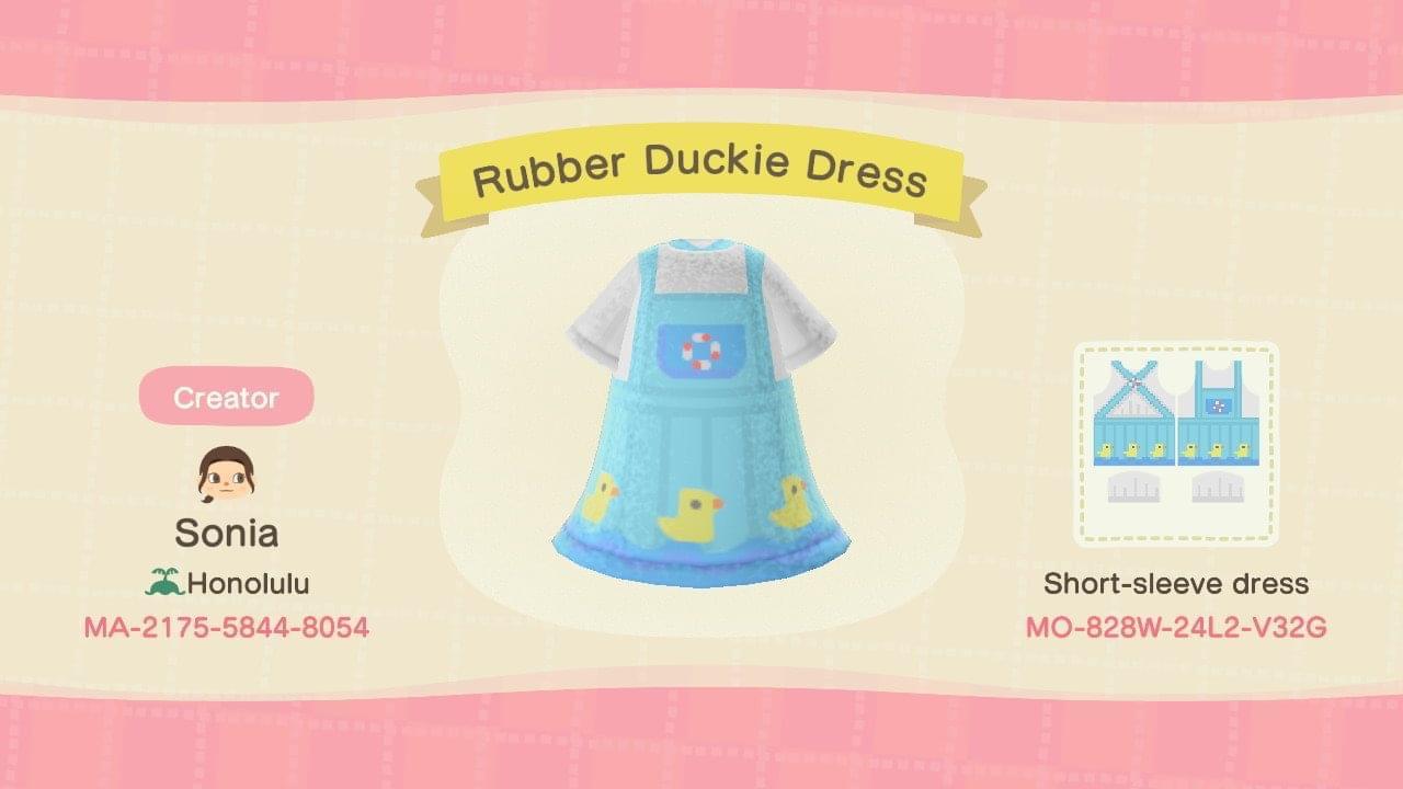 Animal Crossing Design Code: MO-828W-24L2-V32G Rubber Duckie Dress