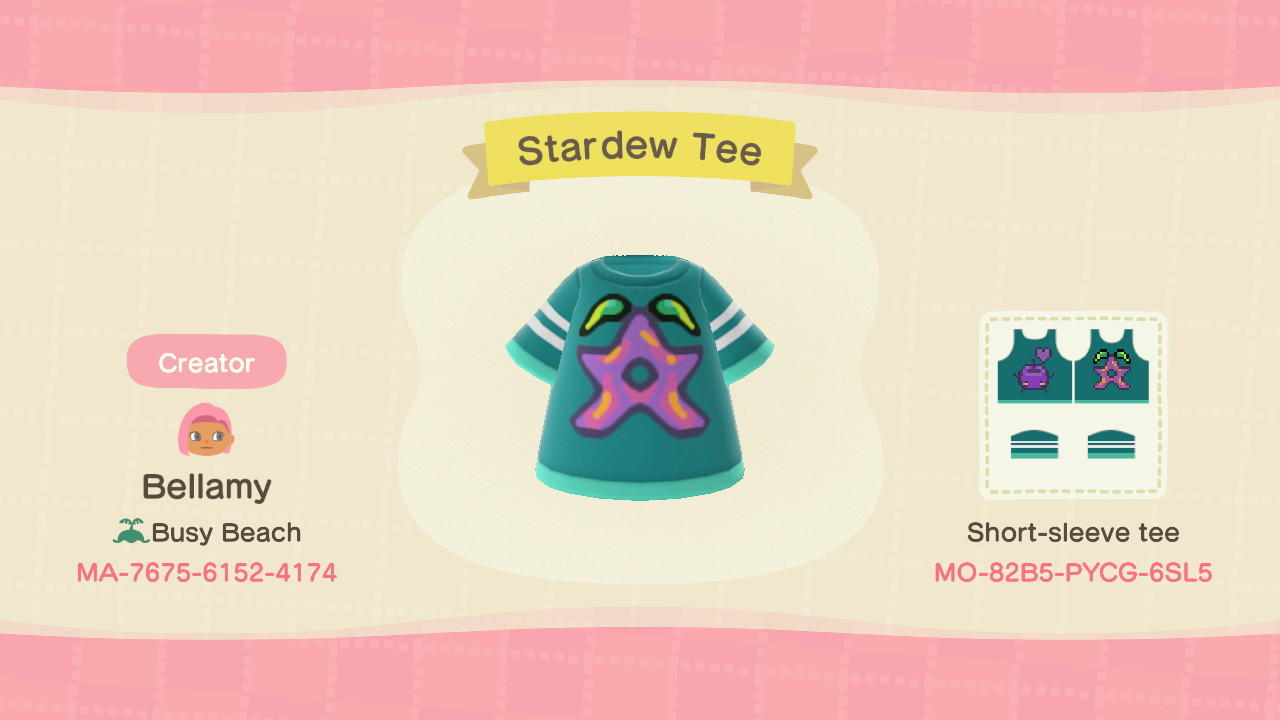 Animal Crossing Design Code: MO-82B5-PYCG-6SL5 Stardew Valley Tee