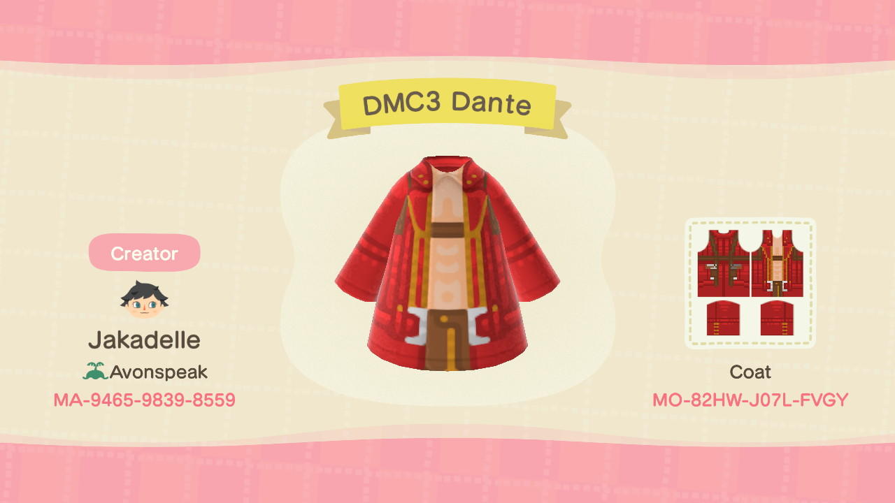 Animal Crossing Design Code: MO-82HW-J07L-FVGY DMC3 Dante
