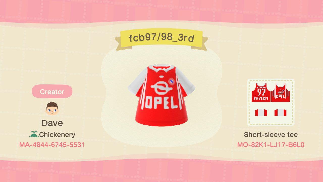 Animal Crossing Design Code: MO-82K1-LJ17-B6L0 FC Bayern 97/98 3rd