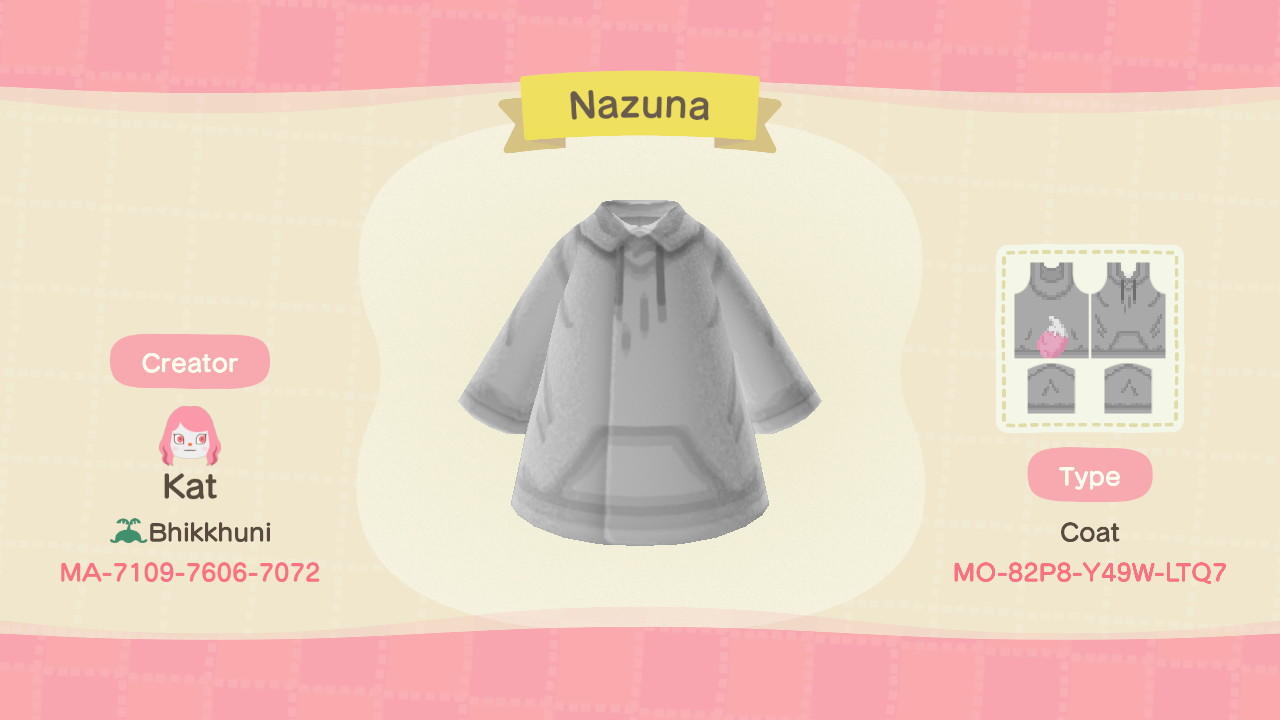 Animal Crossing Design Code: MO-82P8-Y49W-LTQ7 Nazuna (BNA)