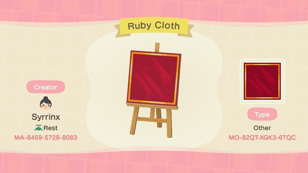 Animal Crossing Design Code: MO-82QT-XGK3-6TQC Ruby Cloth