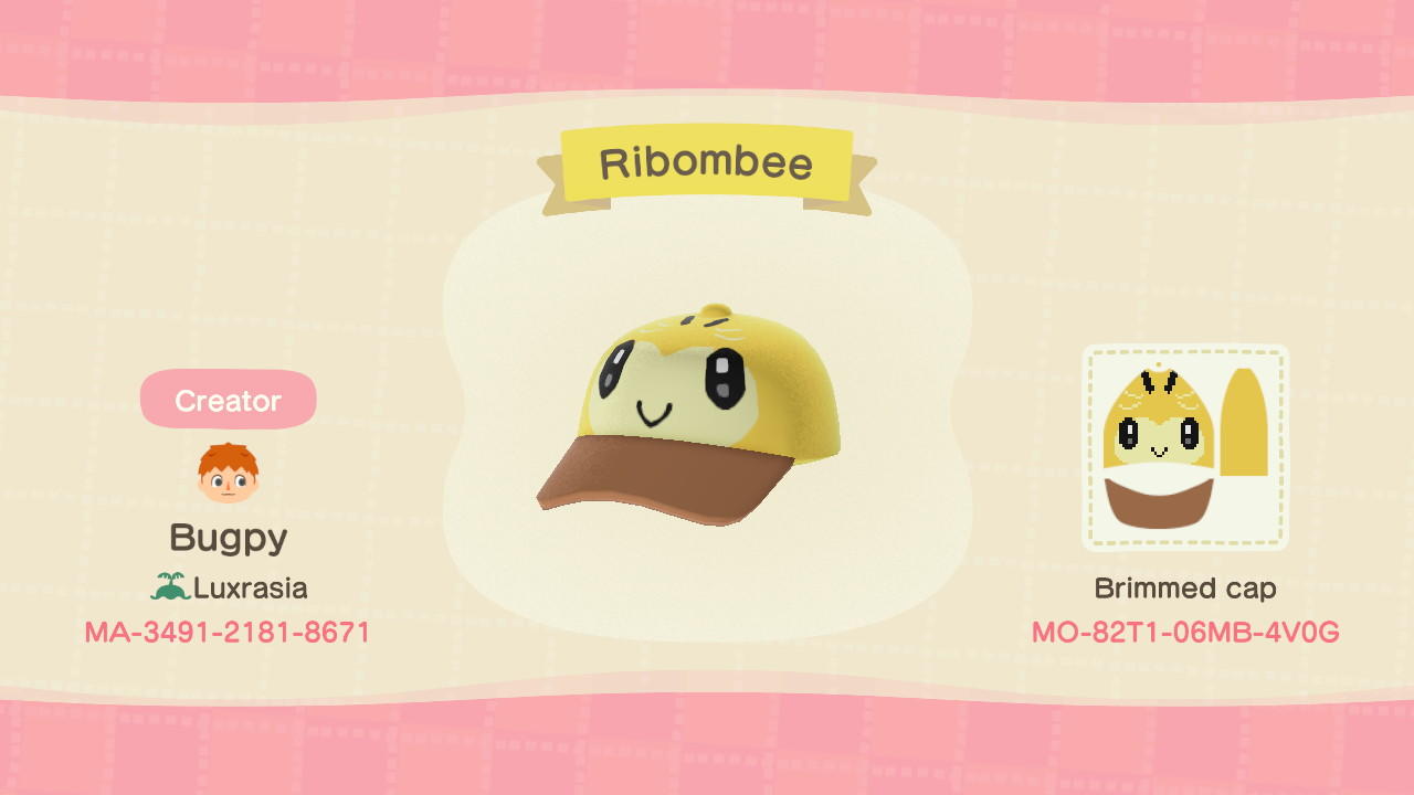 Animal Crossing Design Code: MO-82T1-06MB-4V0G Ribombee