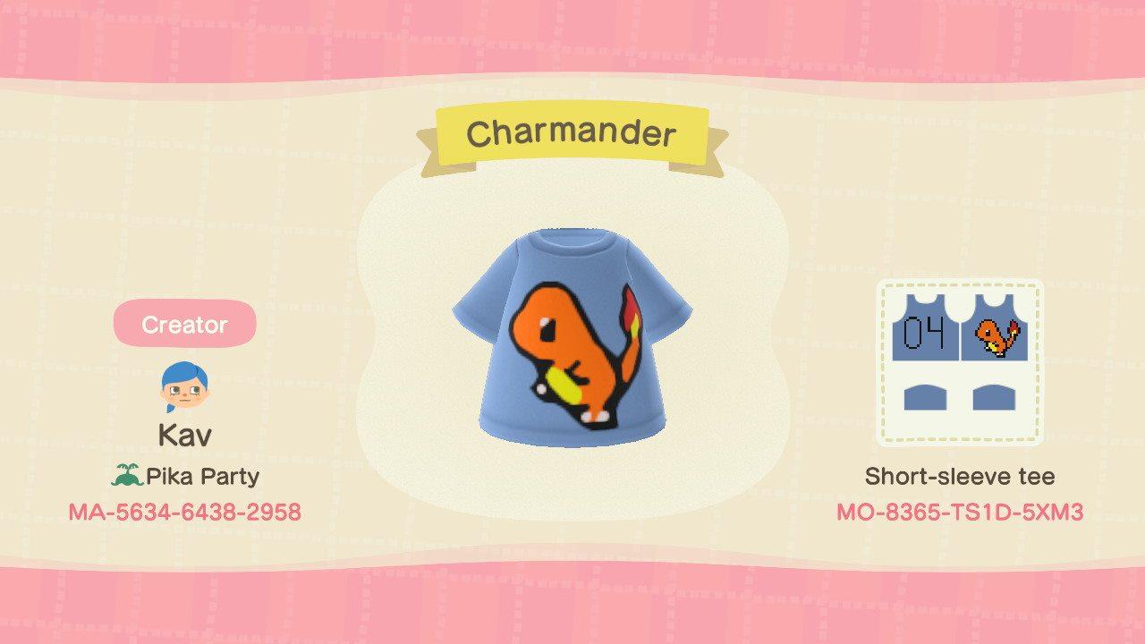 Animal Crossing Design Code: MO-8365-TS1D-5XM3 Charmander Pokemon