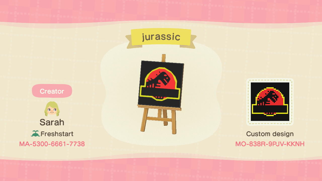 Animal Crossing Design Code: MO-838R-9PJV-KKNH jurassic