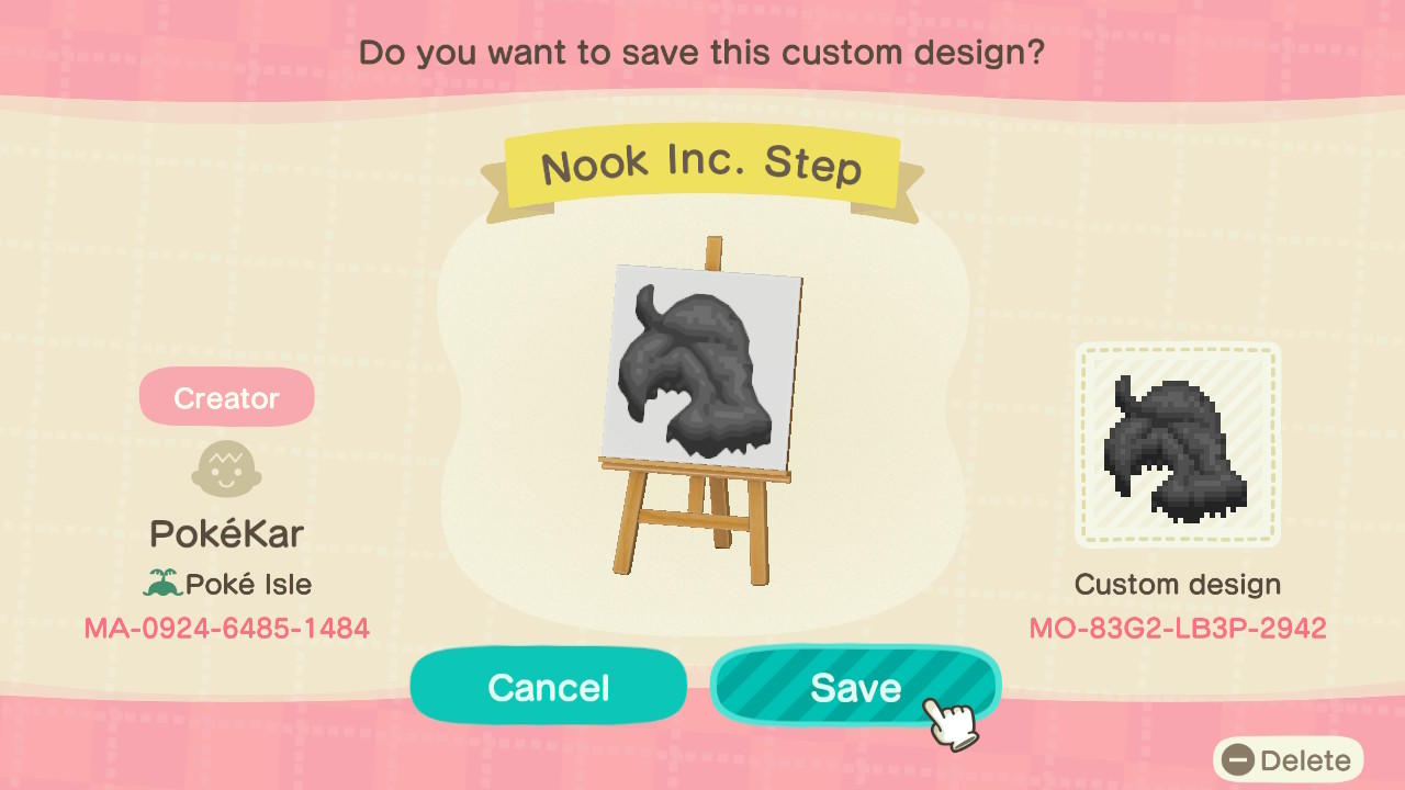 Animal Crossing Design Code: MO-83G2-LB30-2942 Nook Inc. Step