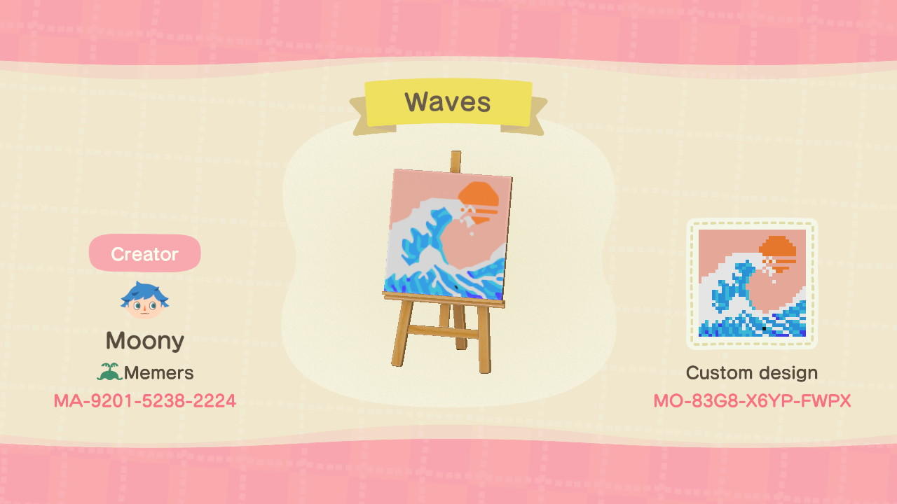 Animal Crossing Design Code: MO-83G8-X6YP-FWPX Kanagawa waves