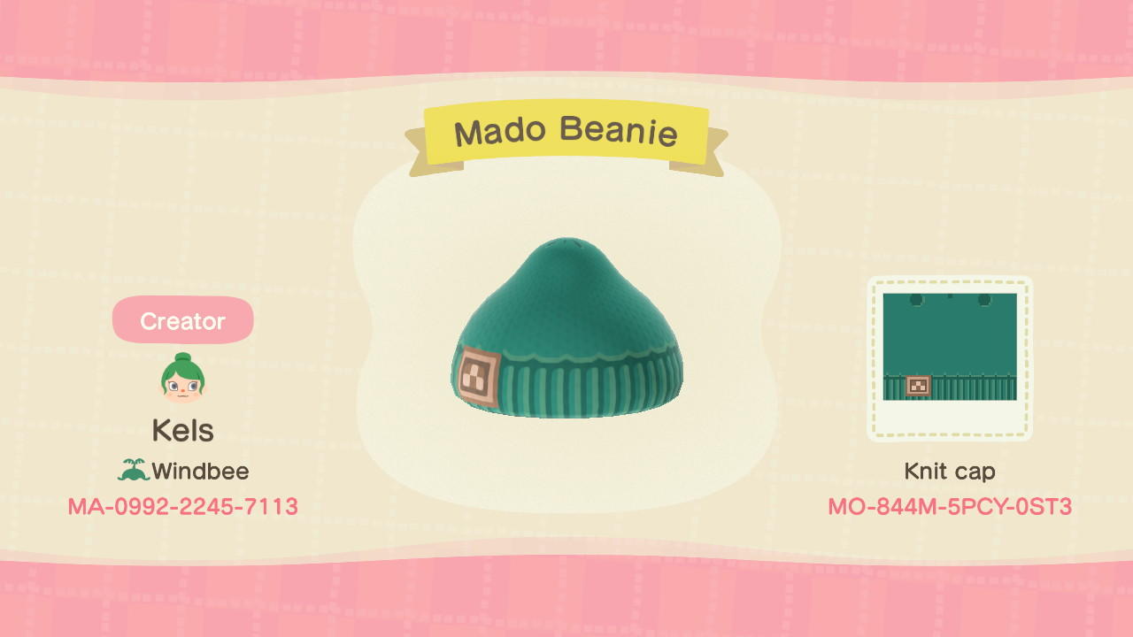 Animal Crossing Design Code: MO-844M-5PCY-0ST3 Madotsuki Beanie