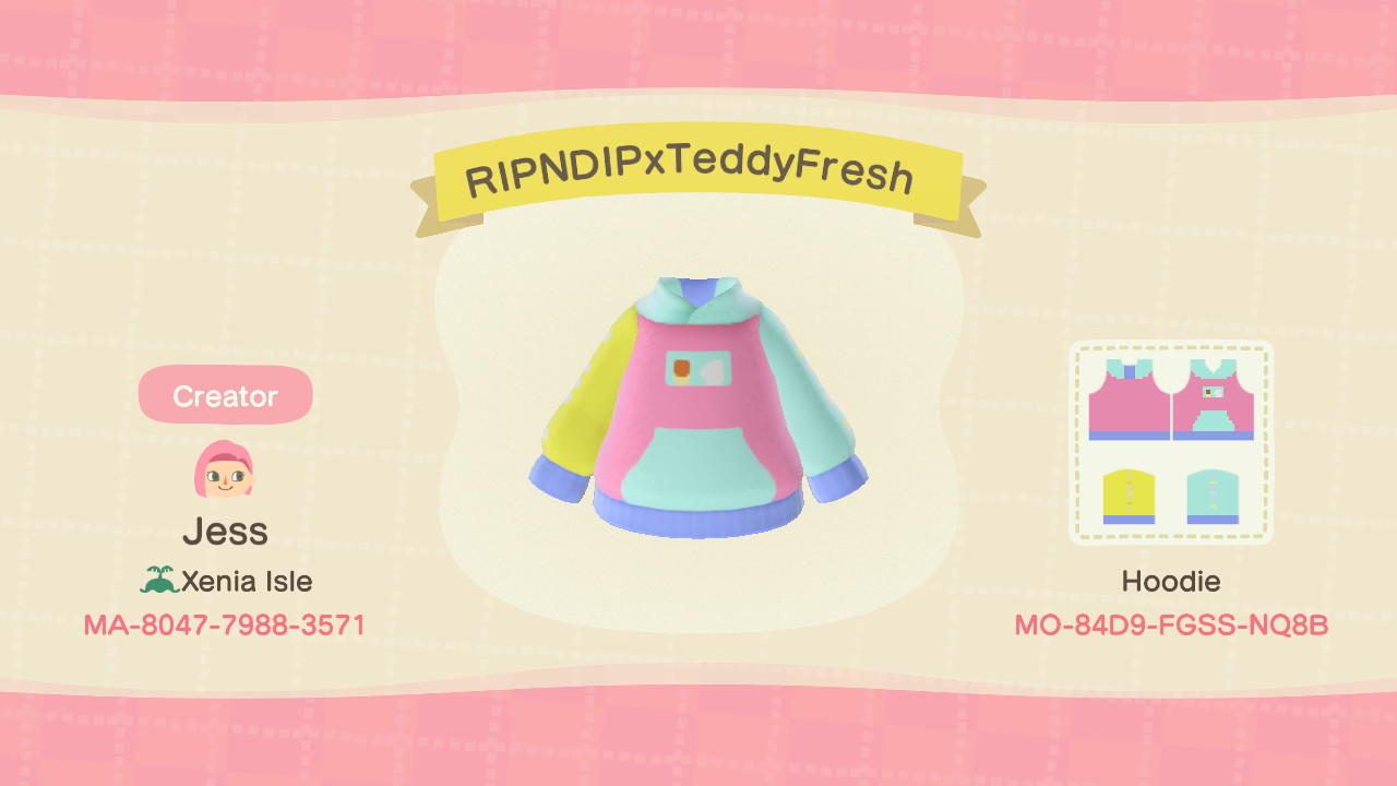 Animal Crossing Design Code: MO-84D9-FGSS-NQ8B RIPNDIP x teddyfresh