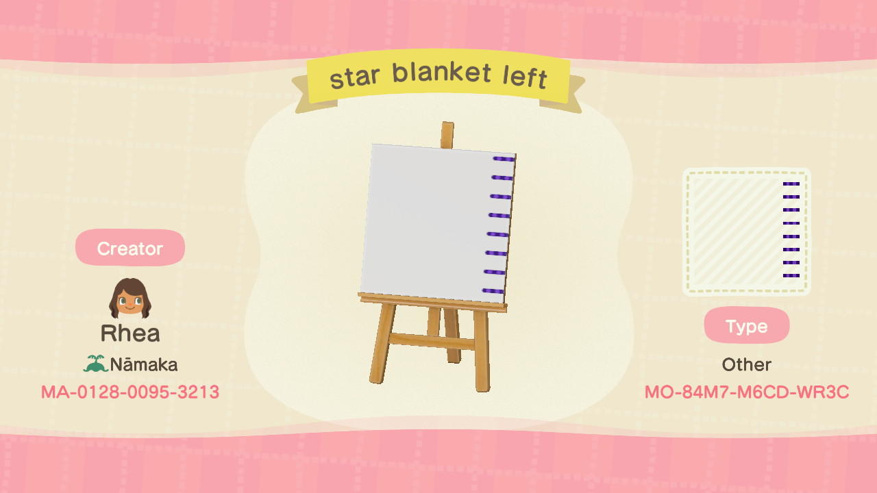 Animal Crossing Design Code: MO-84M7-M6CD-WR3C Star Blanket Left