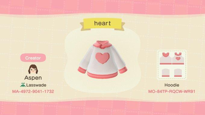 Animal Crossing Design Code: MO-84TP-RQCW-WR91 Heart Hoodie