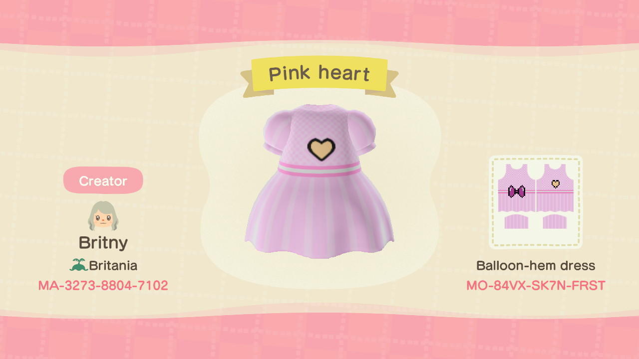 Animal Crossing Design Code: MO-84VX-SK7N-FRST Pink heart