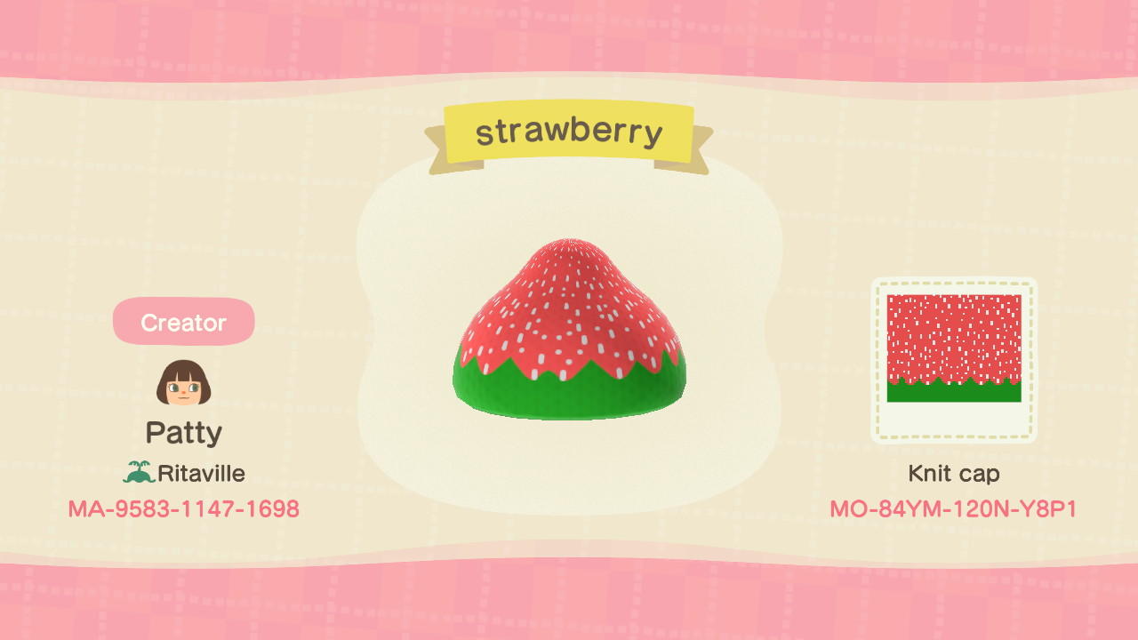 Animal Crossing Design Code: MO-84YM-120N-Y8P1 strawberry
