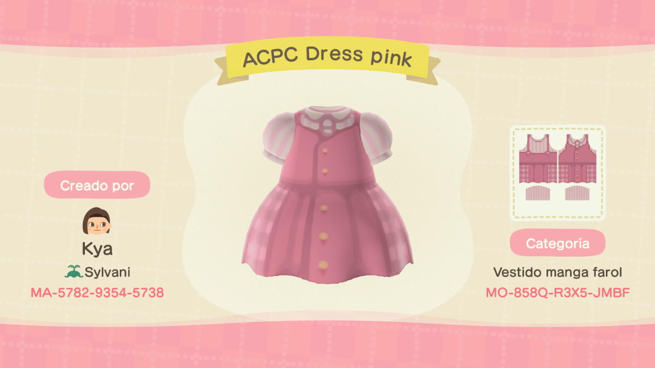Animal Crossing Design Code: MO-858Q-R3X5-JMBF acpc dress pink