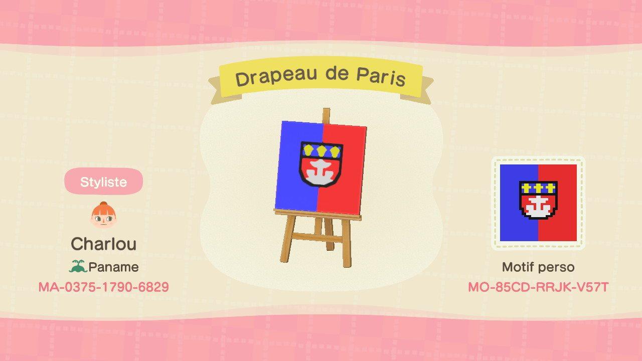 Animal Crossing Design Code: MO-85CD-RRJK-V57T Drapeau Paris