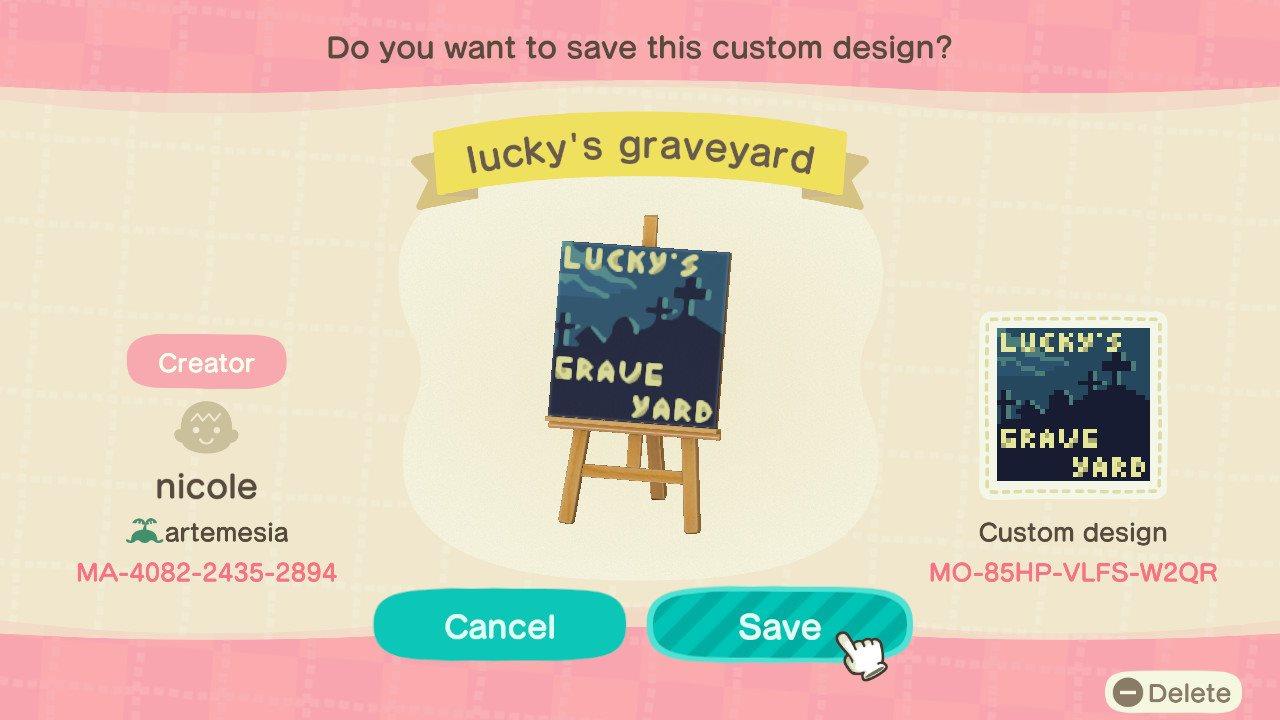 Animal Crossing Design Code: MO-85HP-VLFS-W2QR lucky's graveyard