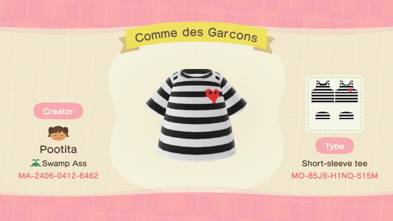 Animal Crossing Design Code: MO-85J9-H1NQ-515M Comme des Garçons