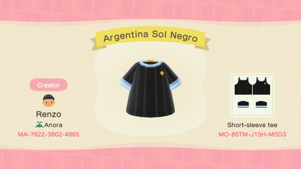 Animal Crossing Design Code: MO-85TM-J15H-MSD3 Argentina Sol Negro