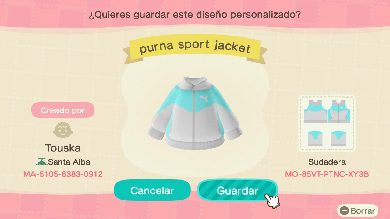 Animal Crossing Design Code: MO-85VT-PTNC-XY3B purna vintage jacket