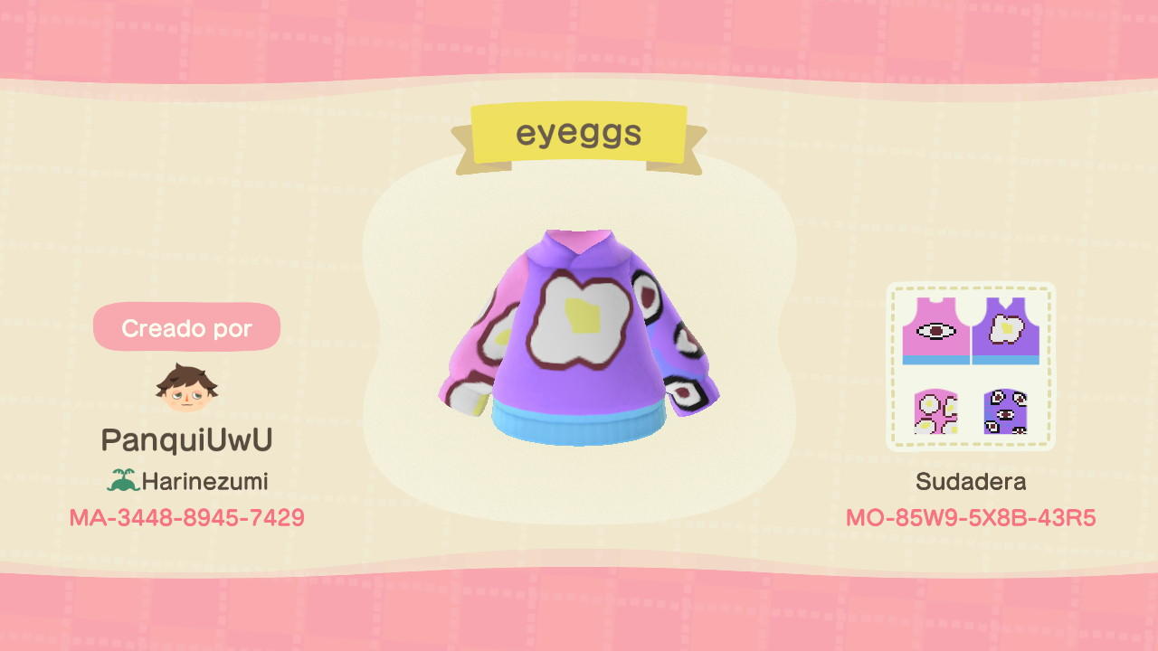 Animal Crossing Design Code: MO-85W9-5X8B-43R5 eyeggs