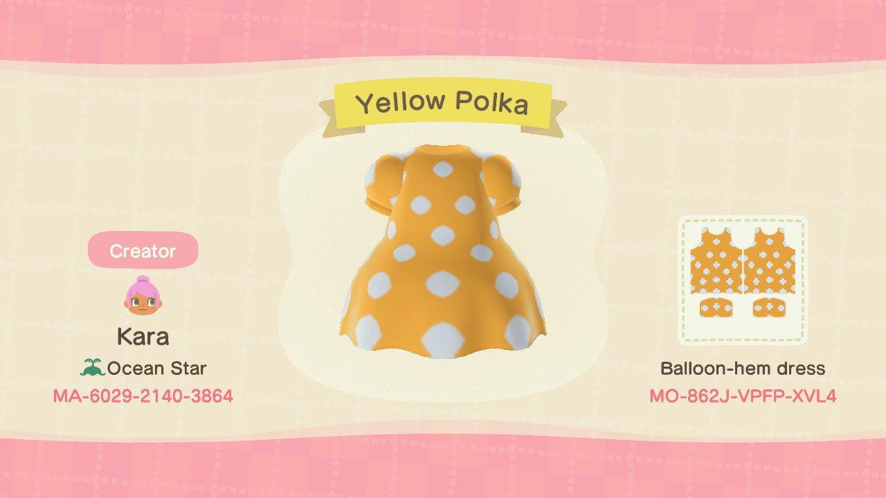 Animal Crossing Design Code: MO-862J-VPFP-XVL4 Yellow Polka