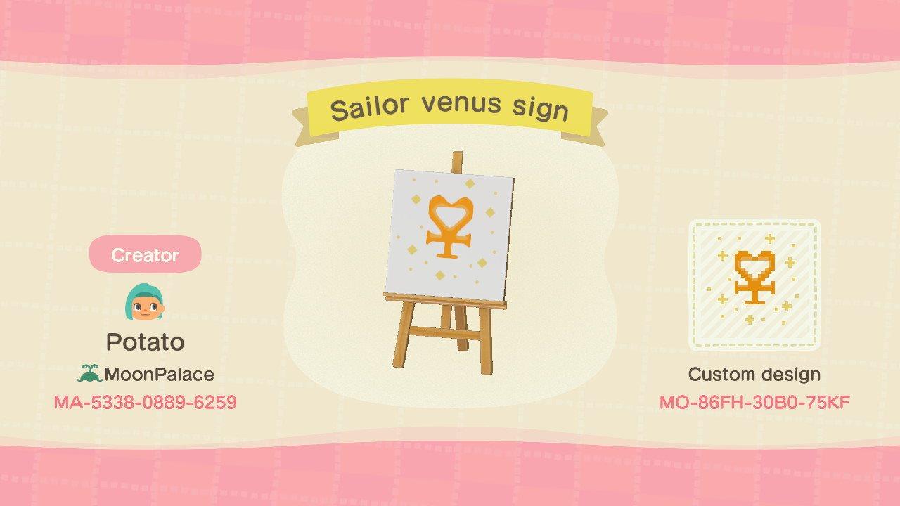 Animal Crossing Design Code: MO-86FH-30B0-75KF Sailor Venus Sign