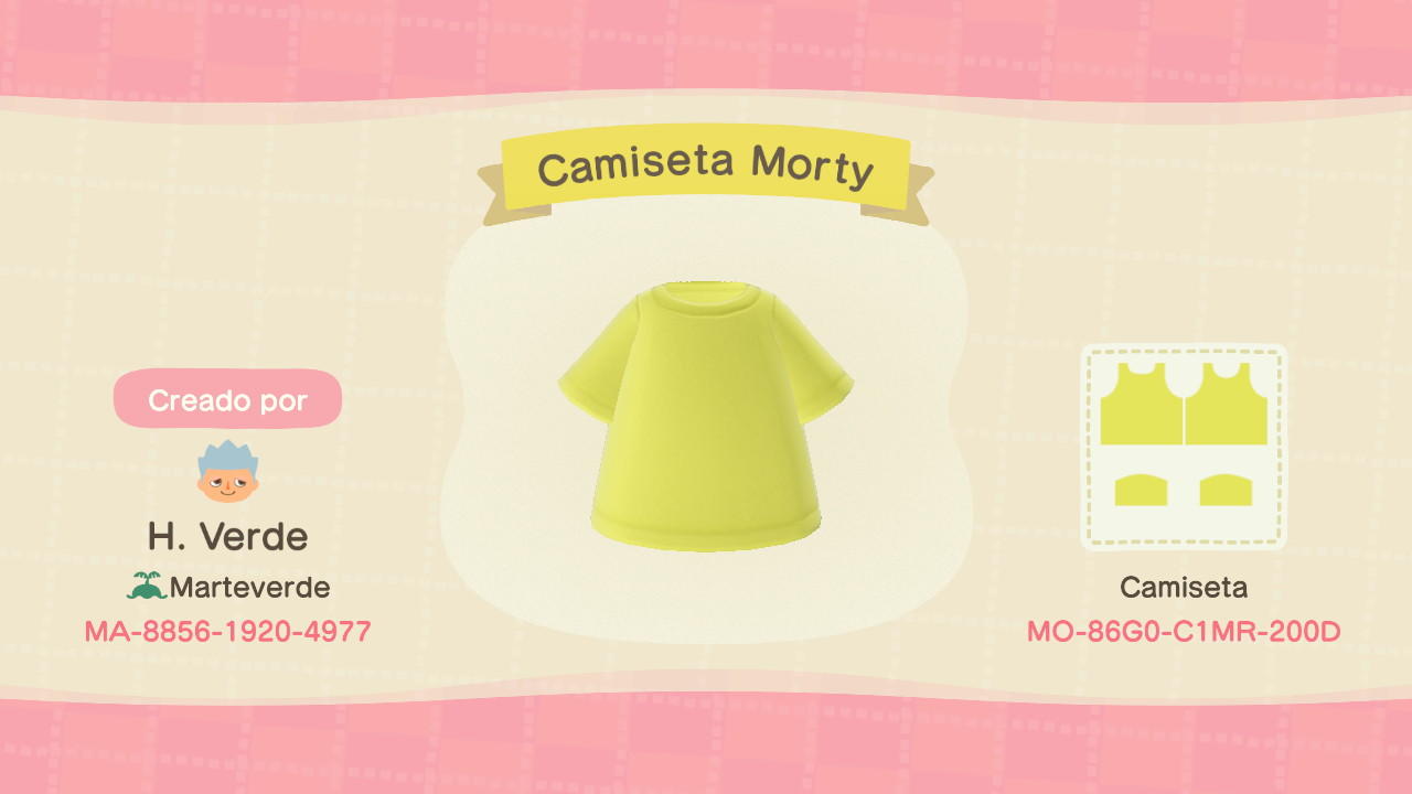 Animal Crossing Design Code: MO-86G0-C1MR-200D Morty T-Shirt