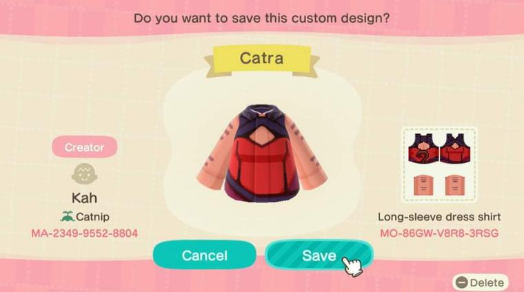 Animal Crossing Design Code: MO-86GW-V8R8-3RSG Catra (She-ra)
