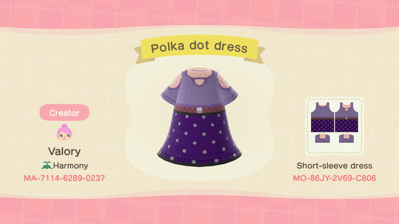 Animal Crossing Design Code: MO-86JY-2V69-C806 Polka-dot Dress