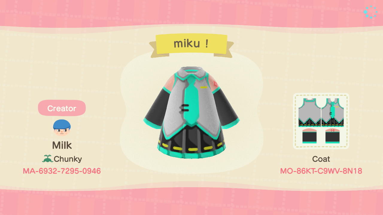 Animal Crossing Design Code: MO-86KT-C9WV-8N18 miku !
